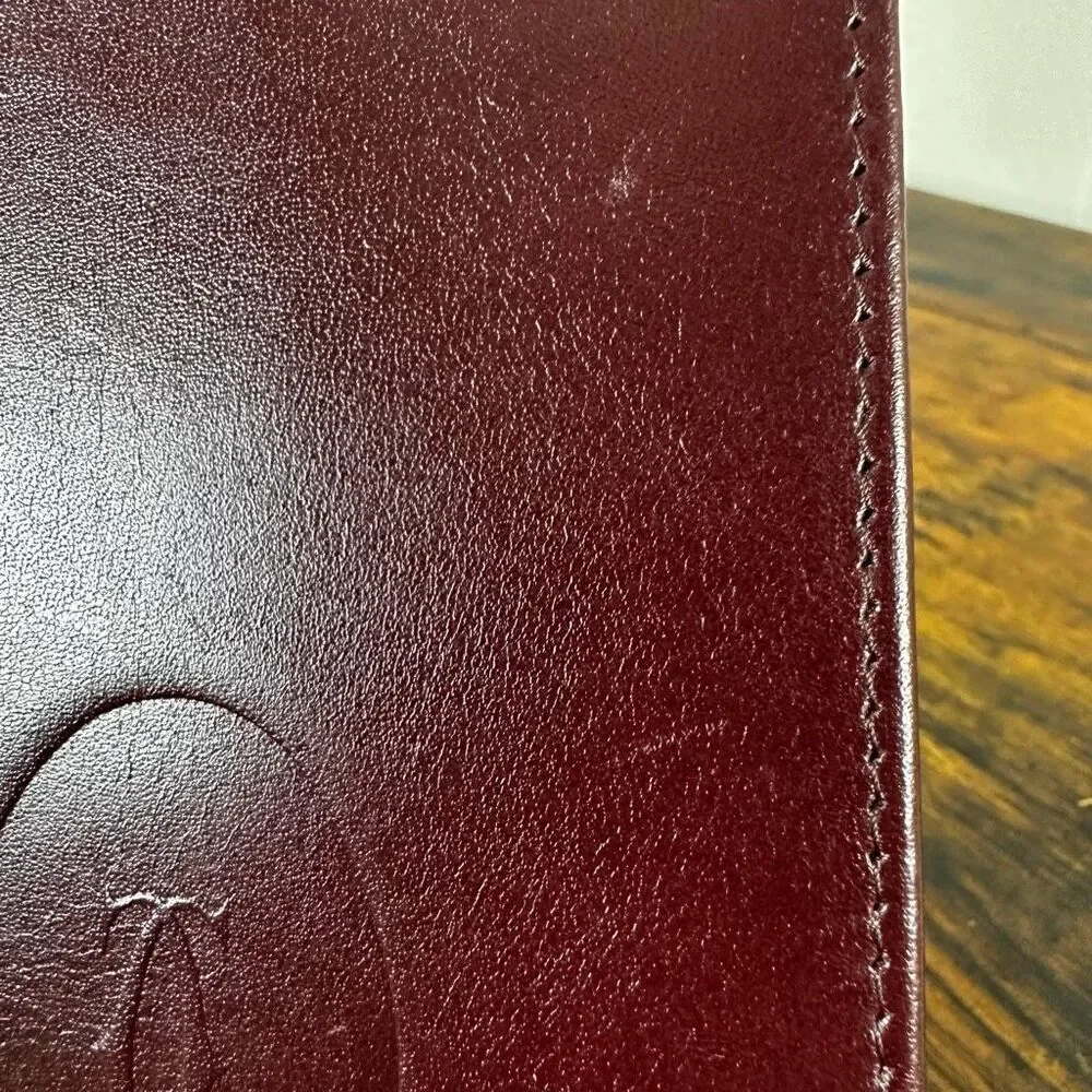 Cartier Vintage Bordeaux Leather‎ Long Bifold Vertical Wallet